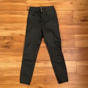 Zara black waxed skinny jeans , high waisted. Size 10